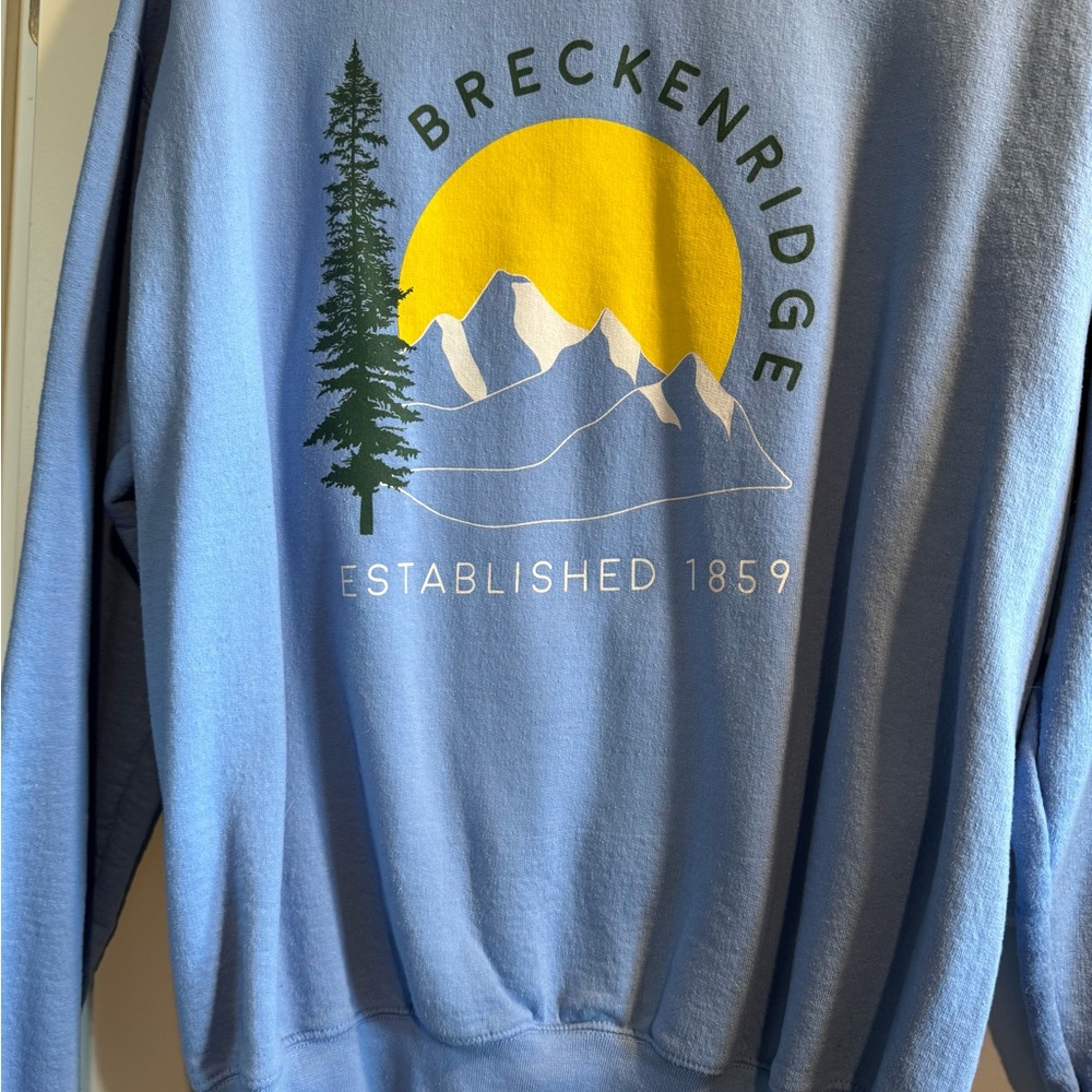 Breckenridge Blue Graphic Crewneck Sweater